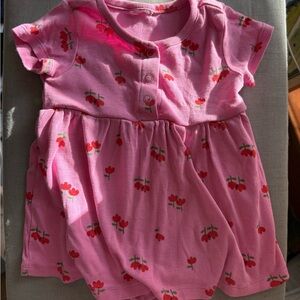 Pink Cherry Print Baby Dress